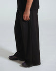 Wide Leg Pleated Pant - Black.
