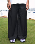 Wide Leg Pleated Pant - Black.