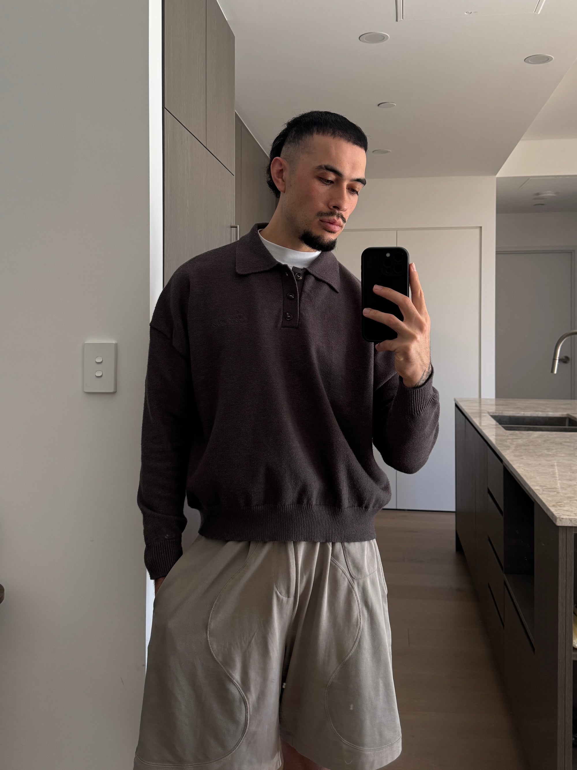 Polo Knit - Graphite Grey.