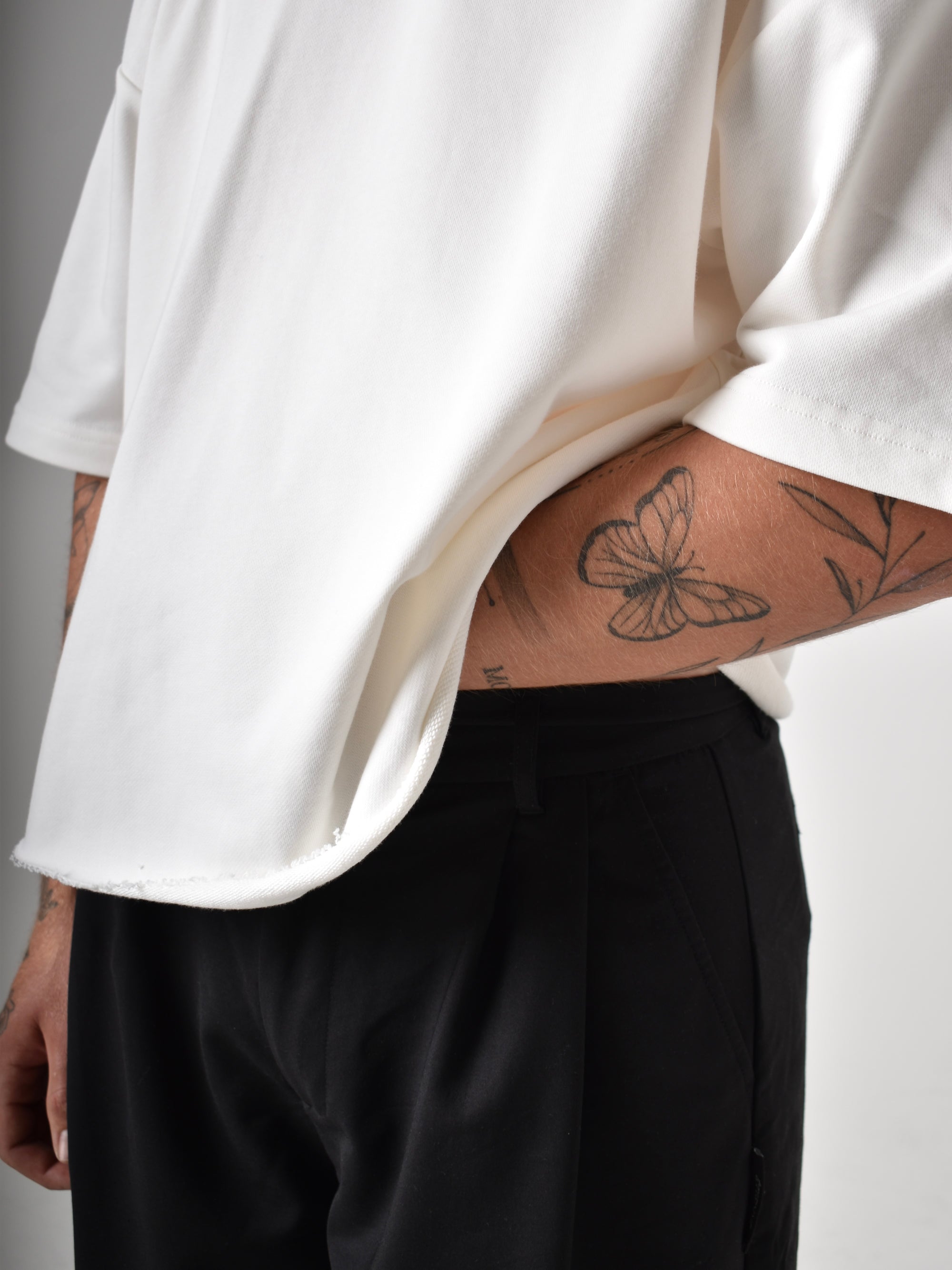 Raw Cut Cropped T-Shirt - Pearl White.
