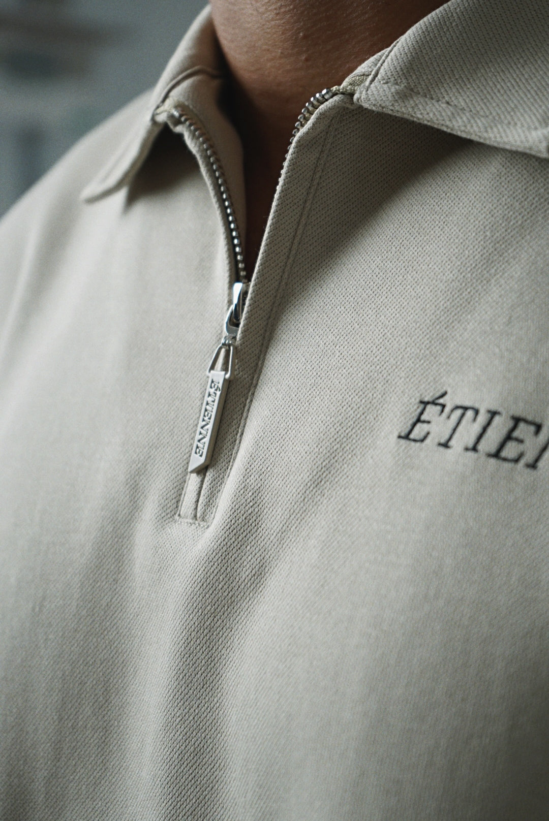 1/4 Zip Polo - Taupe Grey.