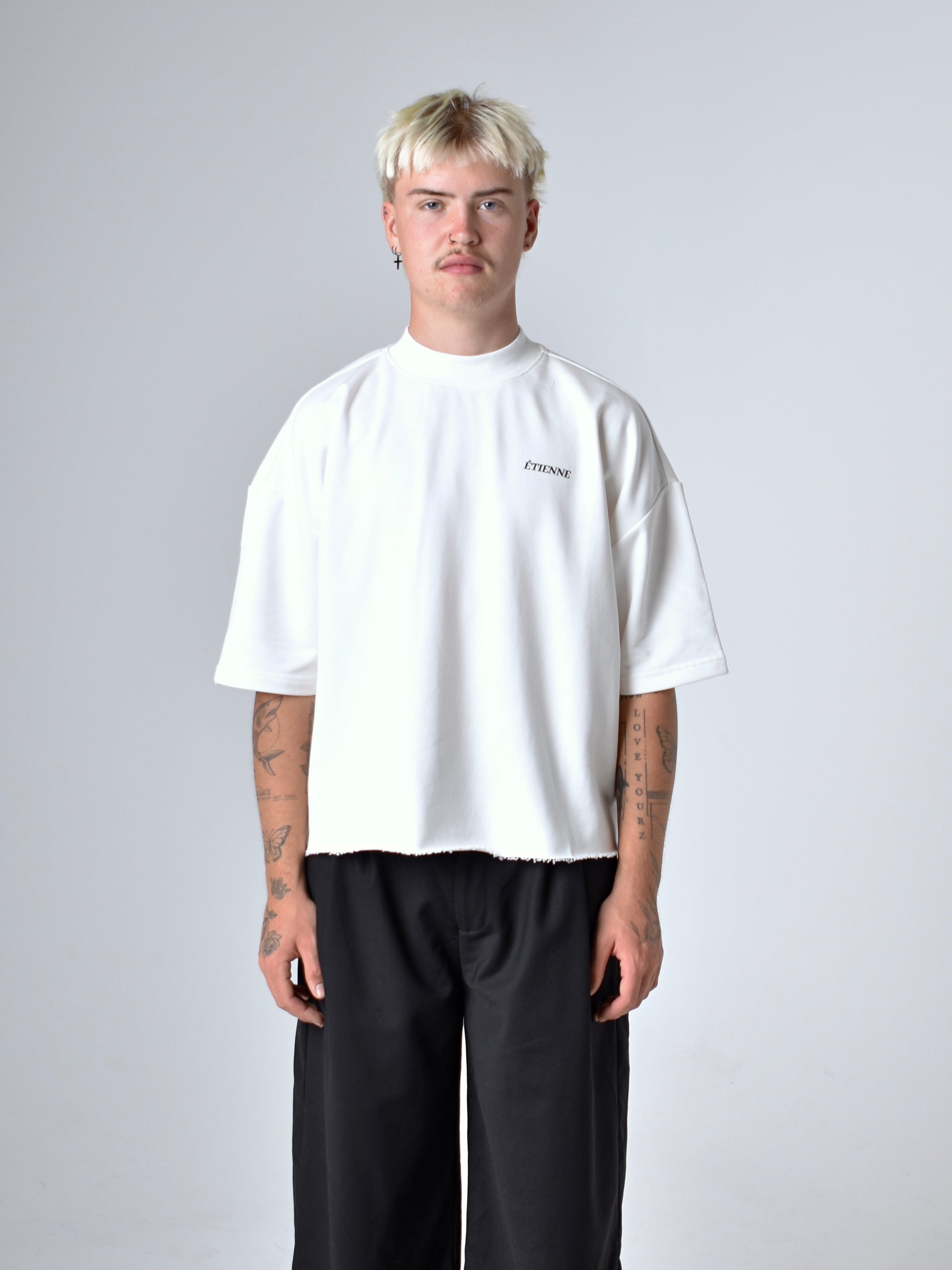 Raw Cut Cropped T-Shirt - Pearl White.