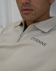 1/4 Zip Polo - Taupe Grey.