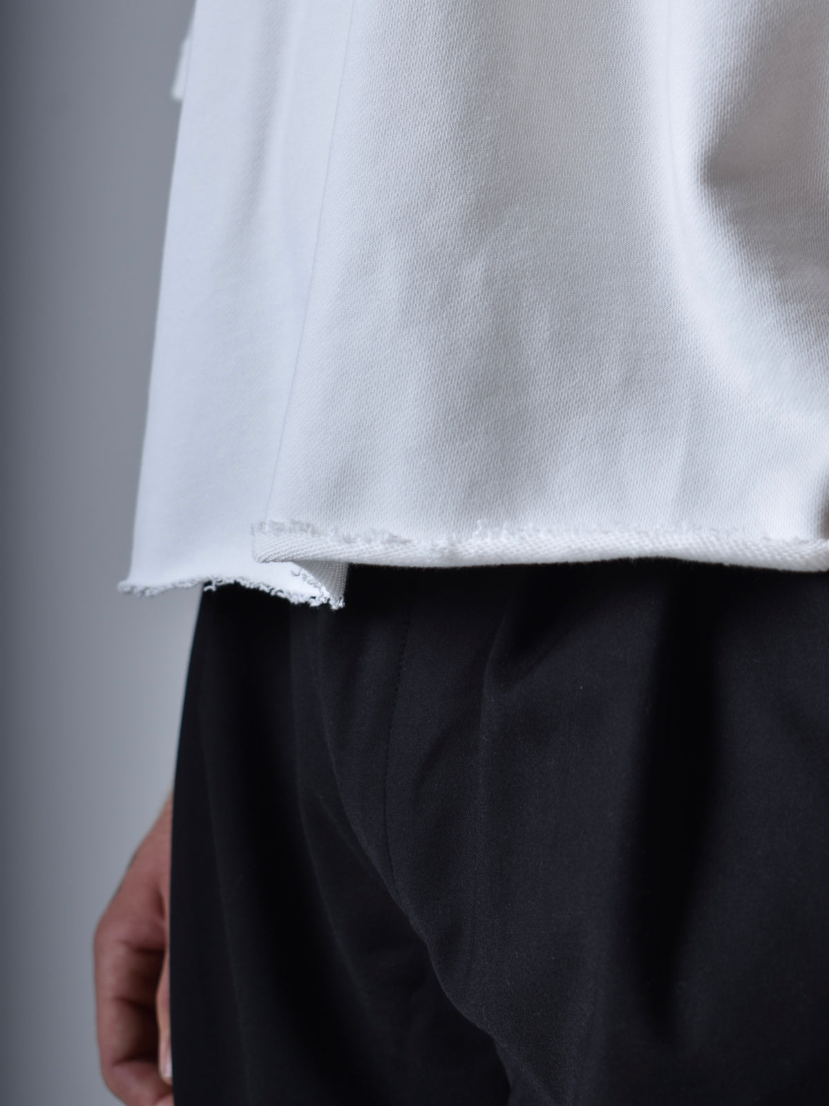 Raw Cut Cropped T-Shirt - Pearl White.