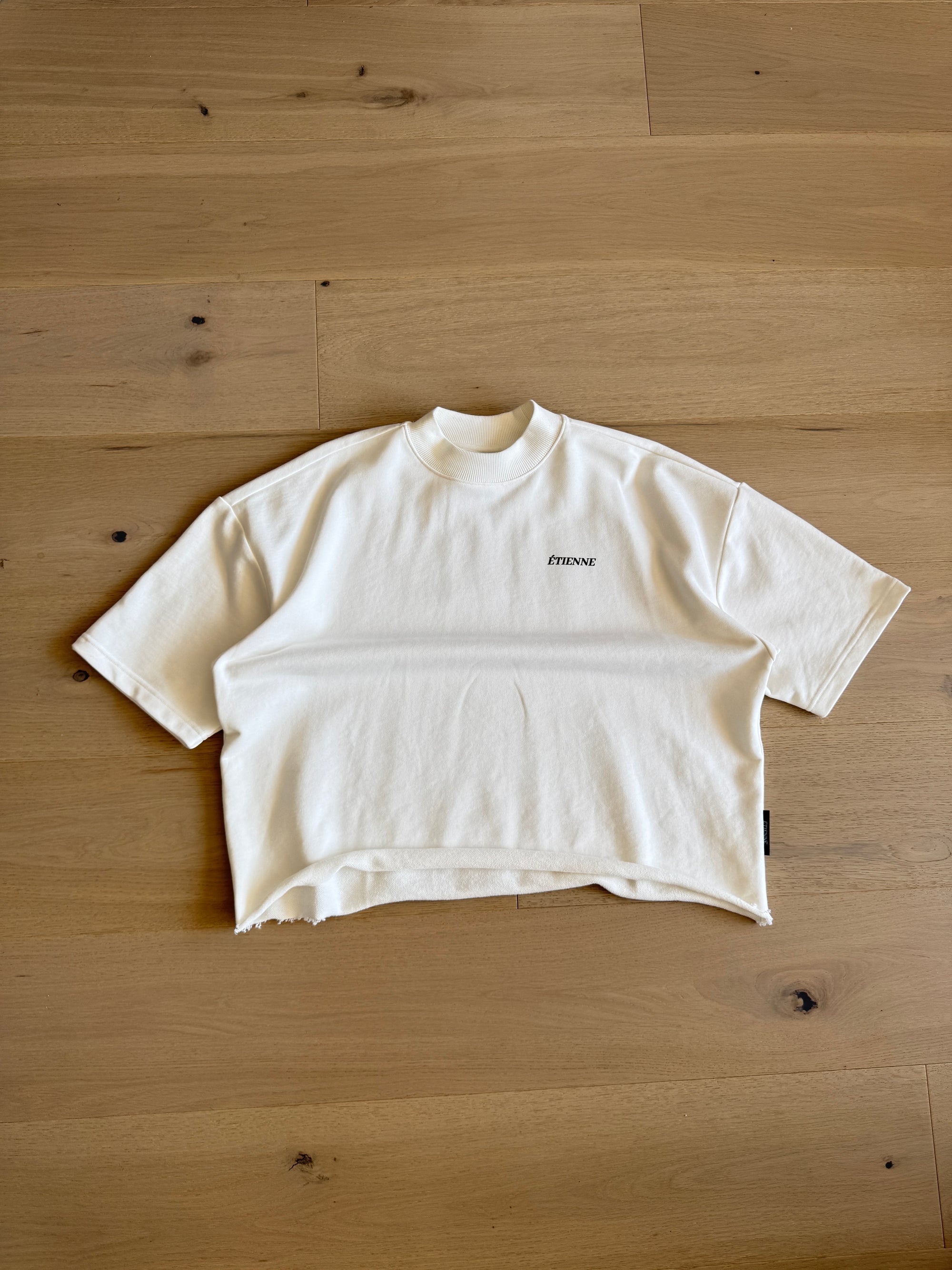 Raw Cut Cropped T-Shirt - Pearl White.