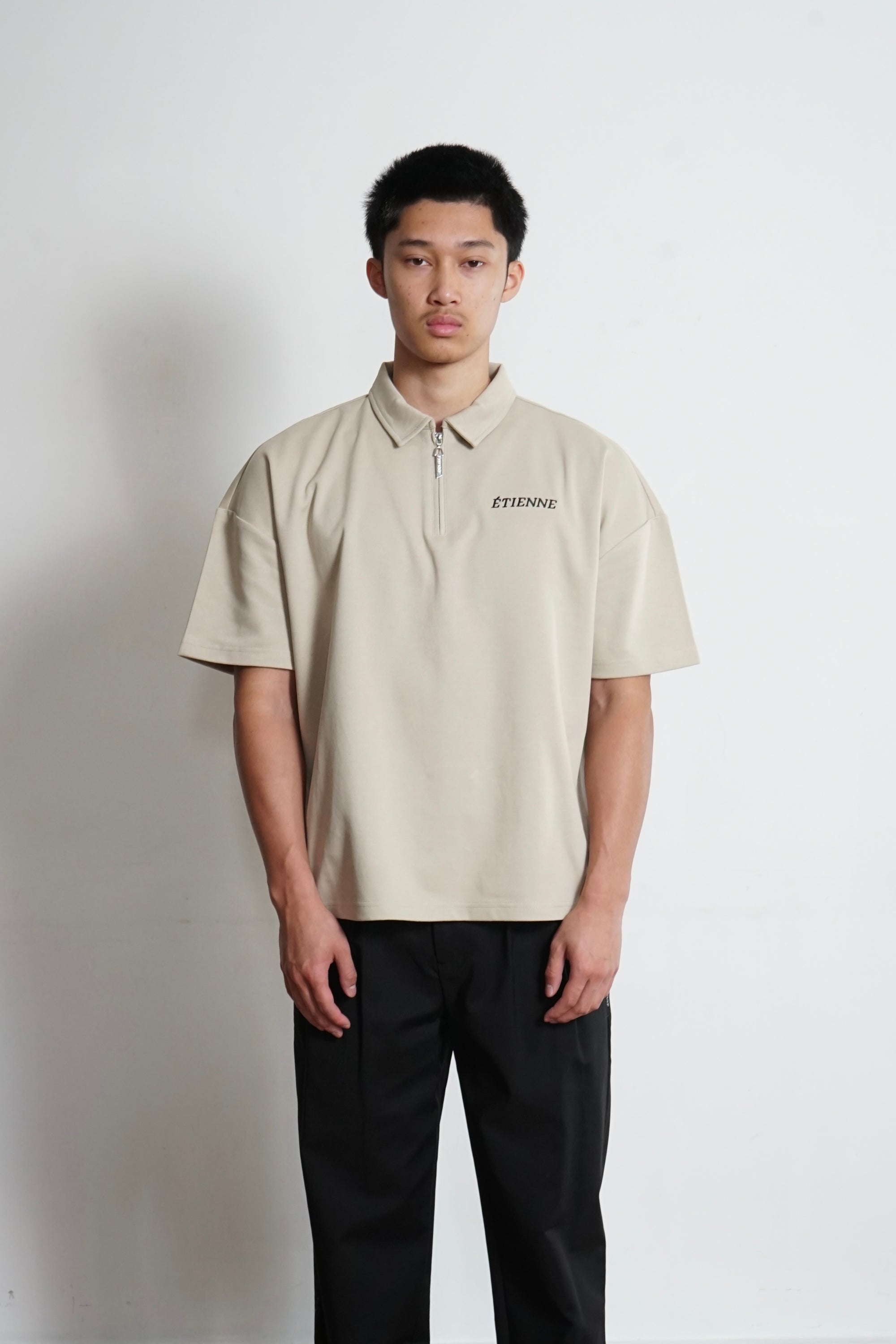 1/4 Zip Polo - Taupe Grey.