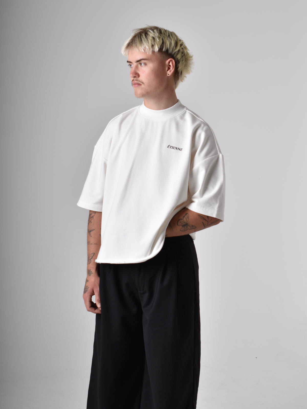 Raw Cut Cropped T-Shirt - Pearl White.